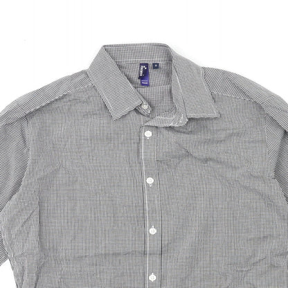 Mens UK Size S Premier Black  Button-Up Long Sleeve Casual Shirt