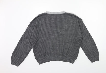 New Look Girls Grey  Knit Pullover Jumper Size 14 Years