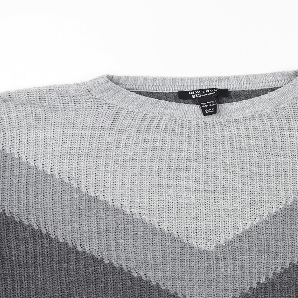 New Look Girls Grey  Knit Pullover Jumper Size 14 Years