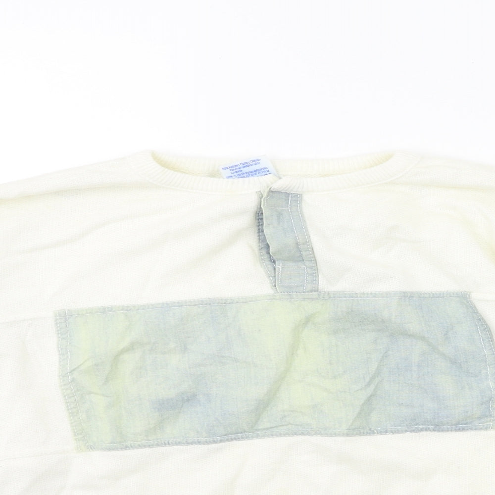 Lee Mens White  Knit Pullover Jumper Size S