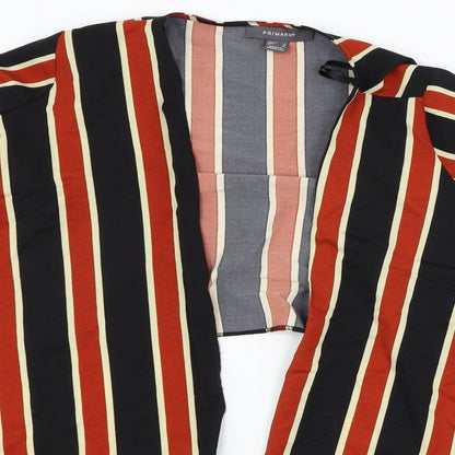 Primark Womens Orange Striped  Cardigan Jumper Size 8