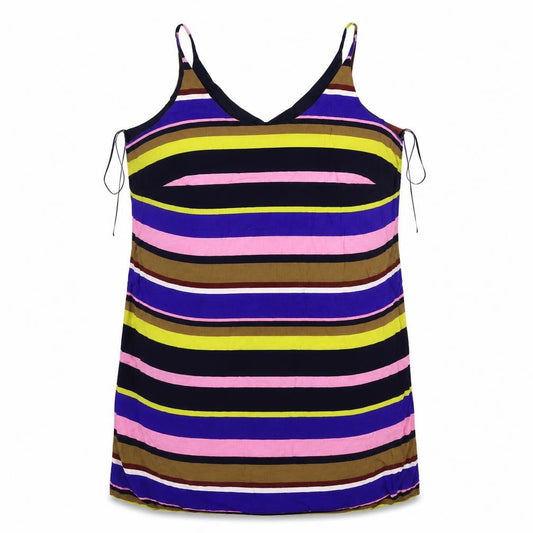 Front view of Papaya women’s multicoloured striped fit & flare, size UK 20