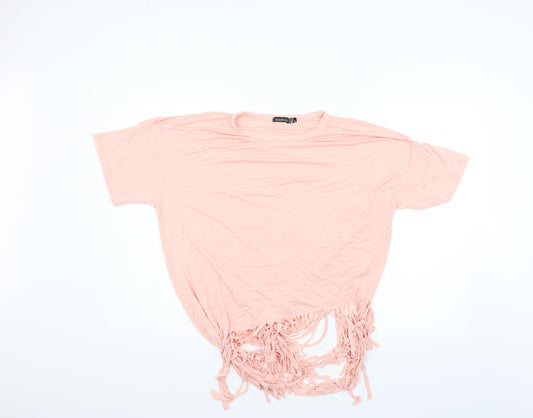 Boohoo Womens Pink Houndstooth  Basic Polo Size 16