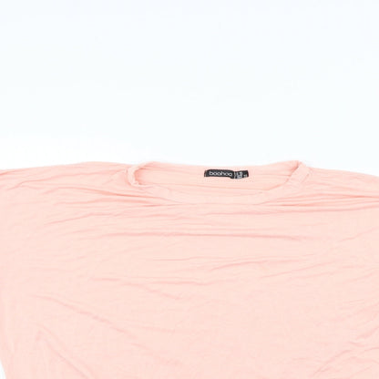 Boohoo Womens Pink Houndstooth  Basic Polo Size 16