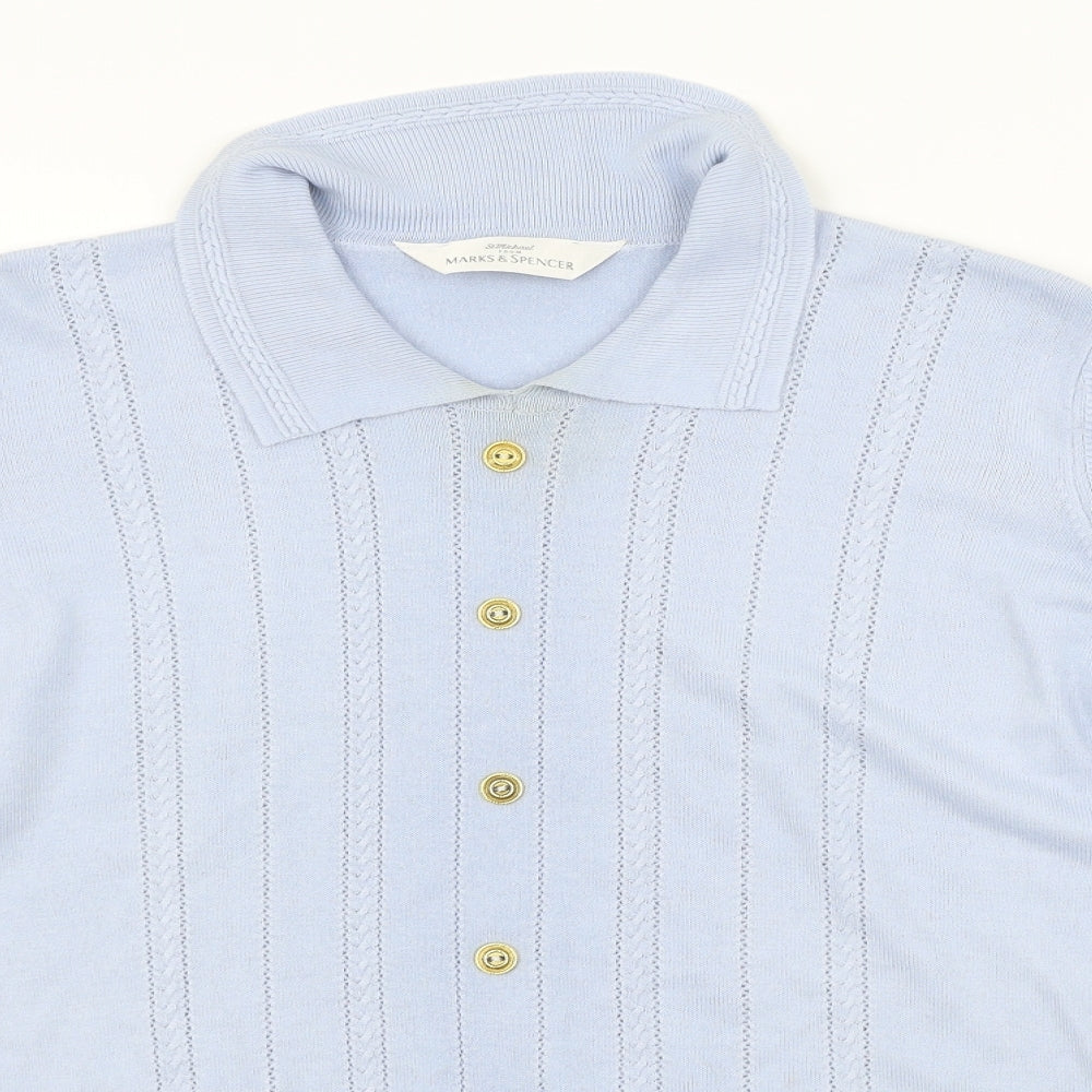 Womens UK Size 12 Marks and Spencer Blue Basic Polo