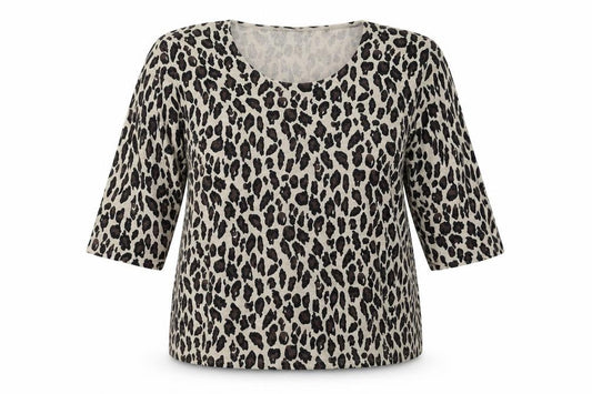 Alex & co Womens Beige Animal Print  Pullover Jumper Size 16