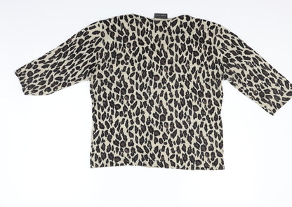 Alex & co Womens Beige Animal Print  Pullover Jumper Size 16