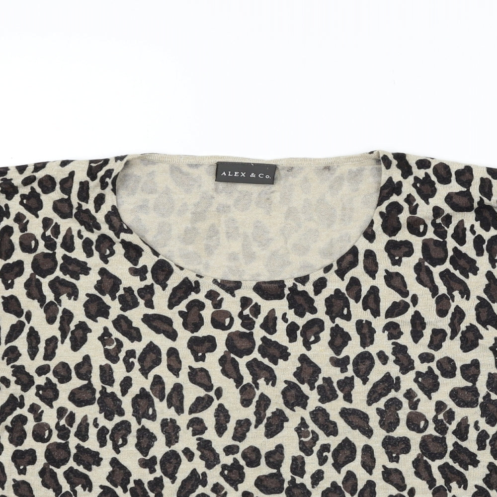 Alex & co Womens Beige Animal Print  Pullover Jumper Size 16