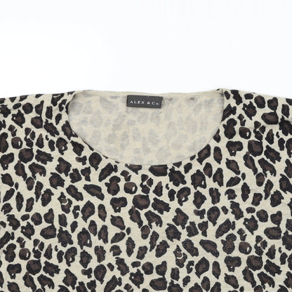 Alex & co Womens Beige Animal Print  Pullover Jumper Size 16