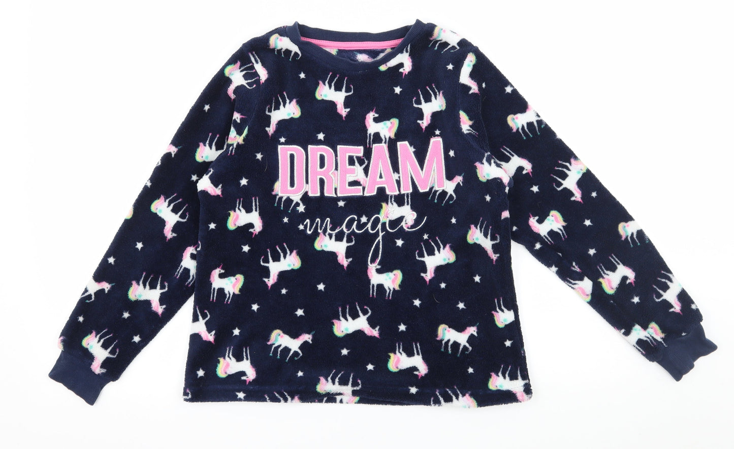 Matalan Girls Blue Geometric Microfibre Top Pyjama Top Size 11 Years  - Unicorn Dream Magic