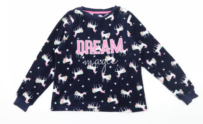 Matalan Girls Blue Geometric Microfibre Top Pyjama Top Size 11 Years  - Unicorn Dream Magic