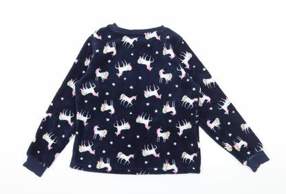 Matalan Girls Blue Geometric Microfibre Top Pyjama Top Size 11 Years  - Unicorn Dream Magic