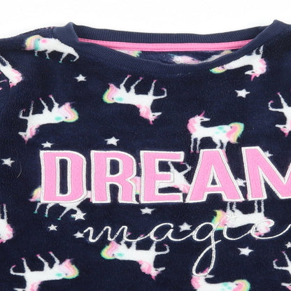 Matalan Girls Blue Geometric Microfibre Top Pyjama Top Size 11 Years  - Unicorn Dream Magic
