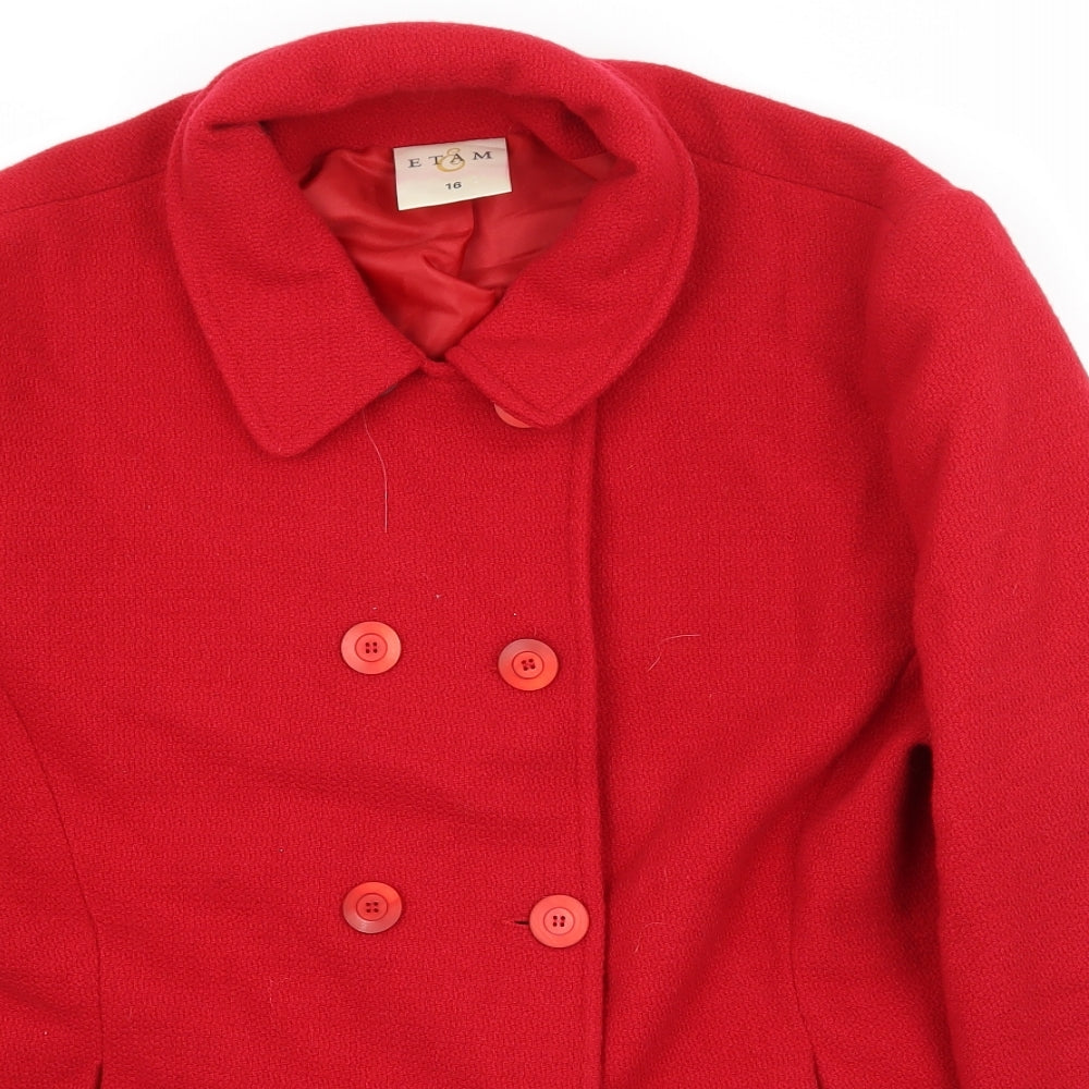 Womens UK Size 16 Etam Red Parka Coat