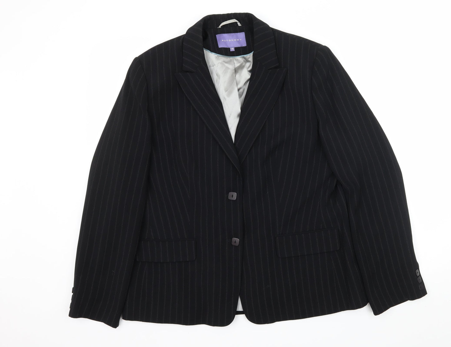 Autonomy Womens Black Striped  Jacket Suit Jacket Size 18