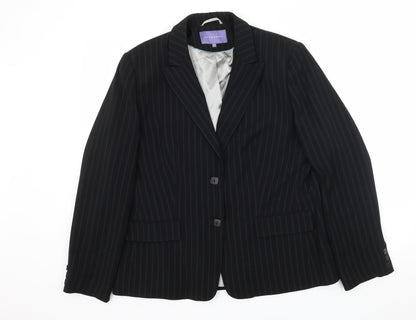 Autonomy Womens Black Striped  Jacket Suit Jacket Size 18
