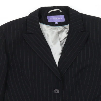 Autonomy Womens Black Striped  Jacket Suit Jacket Size 18