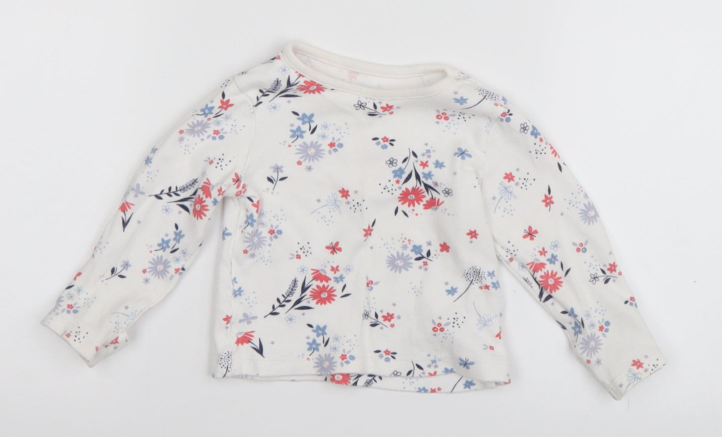 George Baby White Floral  Basic T-Shirt Size 6-9 Months