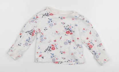 George Baby White Floral  Basic T-Shirt Size 6-9 Months