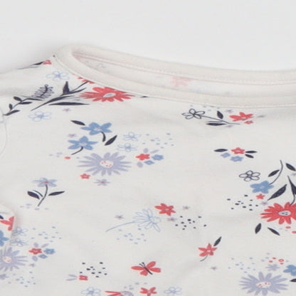 George Baby White Floral  Basic T-Shirt Size 6-9 Months