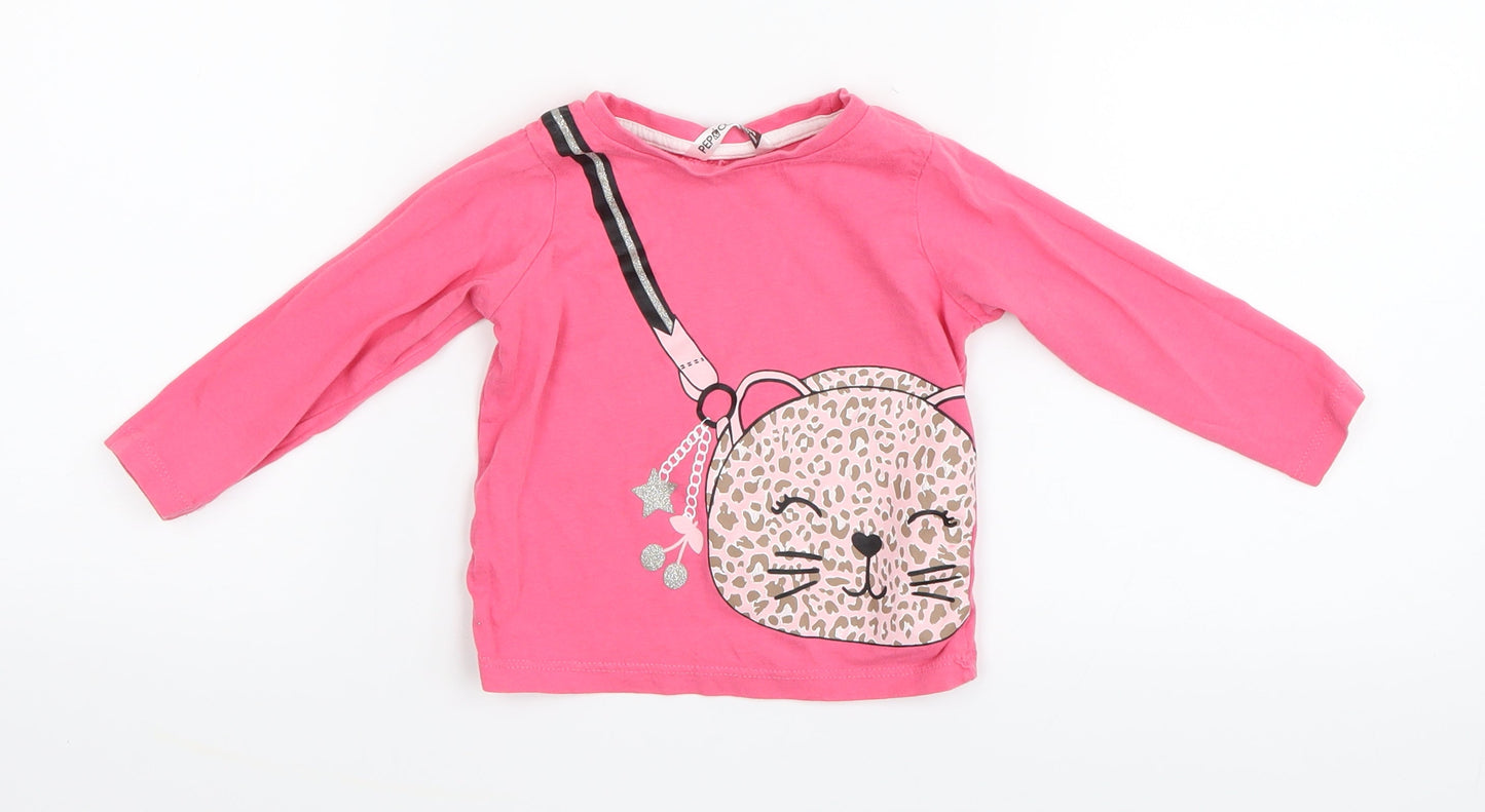 Pep & Co Girls Pink   Basic T-Shirt Size 9-12 Months