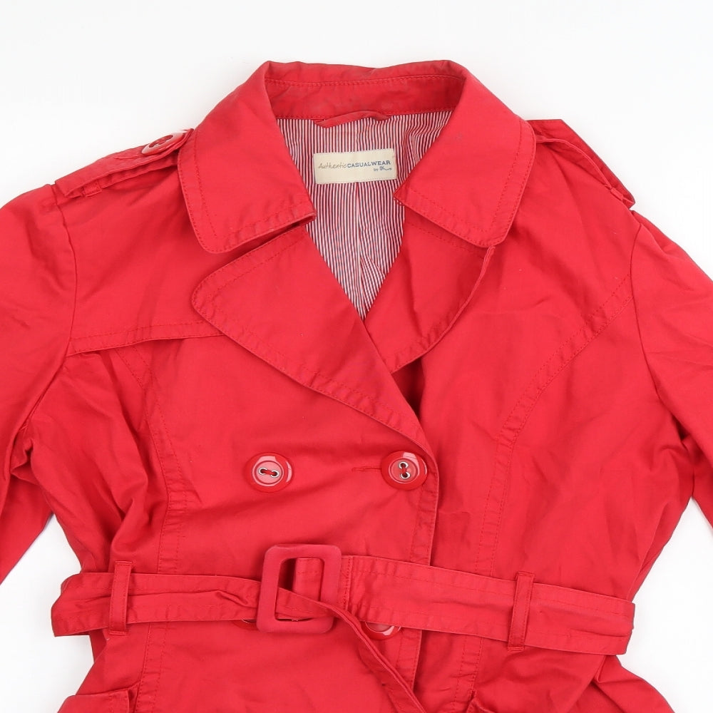 Womens UK Size 12 BHS Red Trench Coat