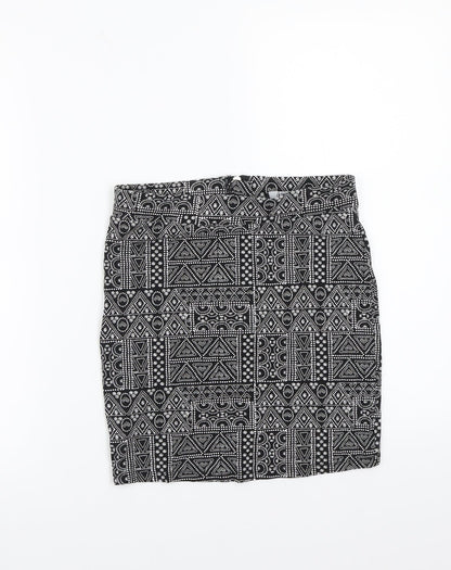Newlook Girls Black Geometric  A-Line Skirt Size 13 Years