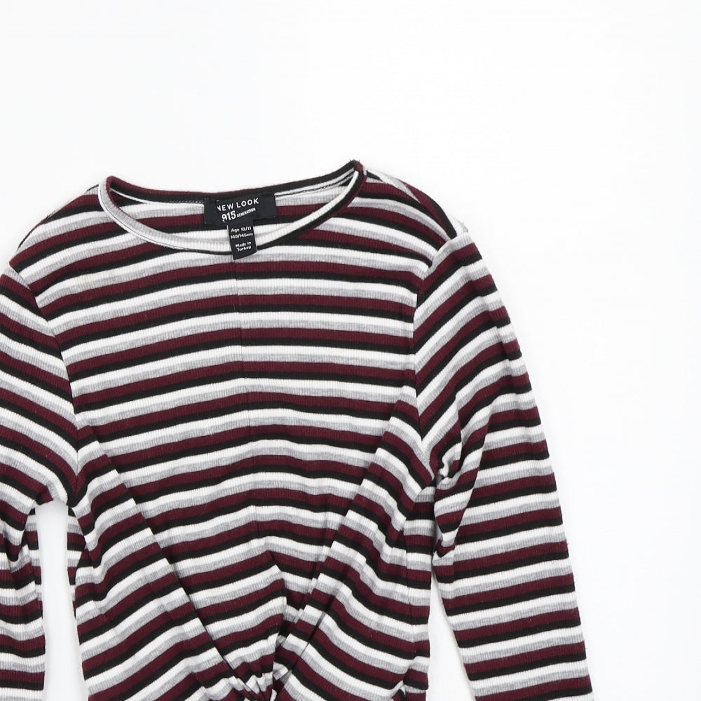 Newlook Girls Purple Striped  Basic T-Shirt Size 10-11 Years