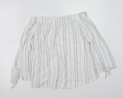 Papaya Womens White Striped  Basic Blouse Size S