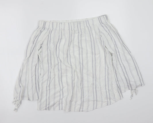 Papaya Womens White Striped  Basic Blouse Size S