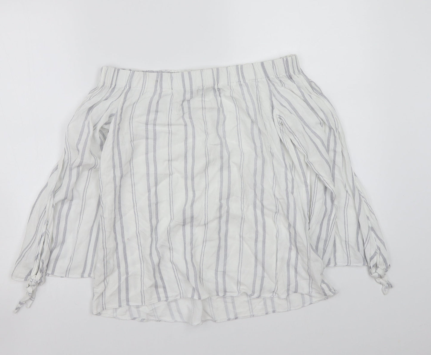 Papaya Womens White Striped  Basic Blouse Size S