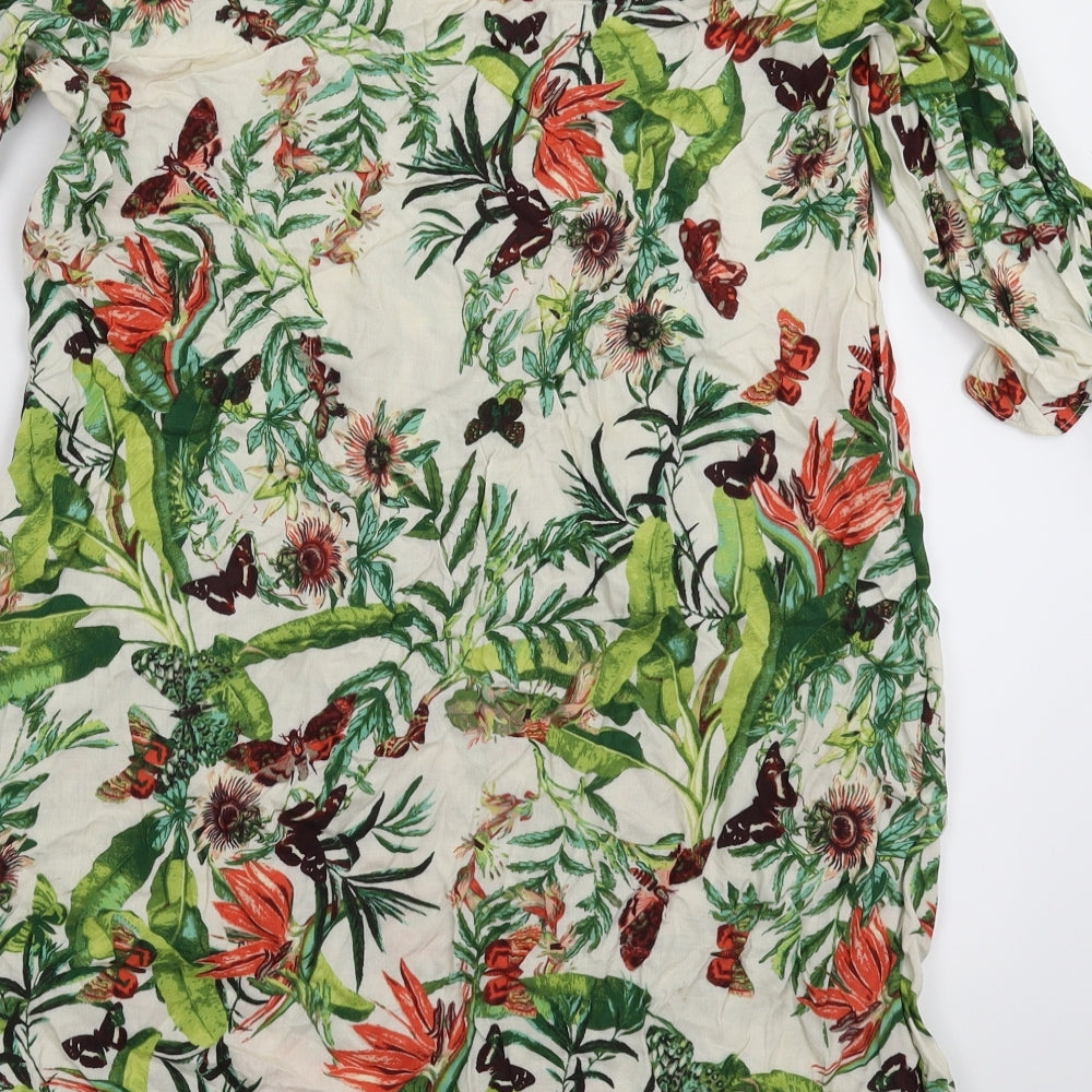 H&M Womens White Floral  Mini  Size 10