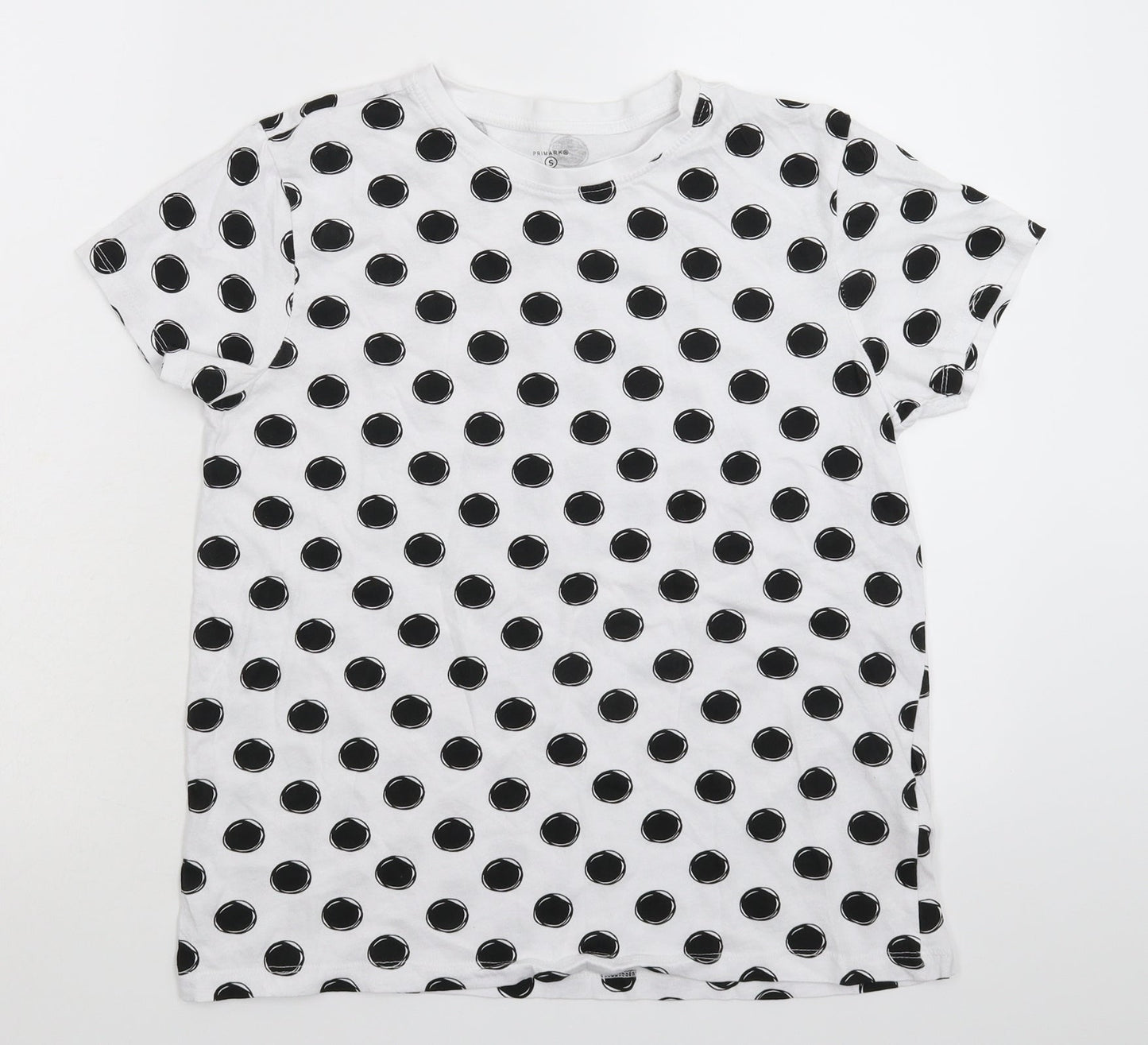Primark Womens White Polka Dot  Basic T-Shirt Size 12
