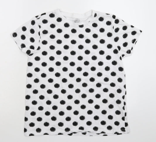 Primark Womens White Polka Dot  Basic T-Shirt Size 12