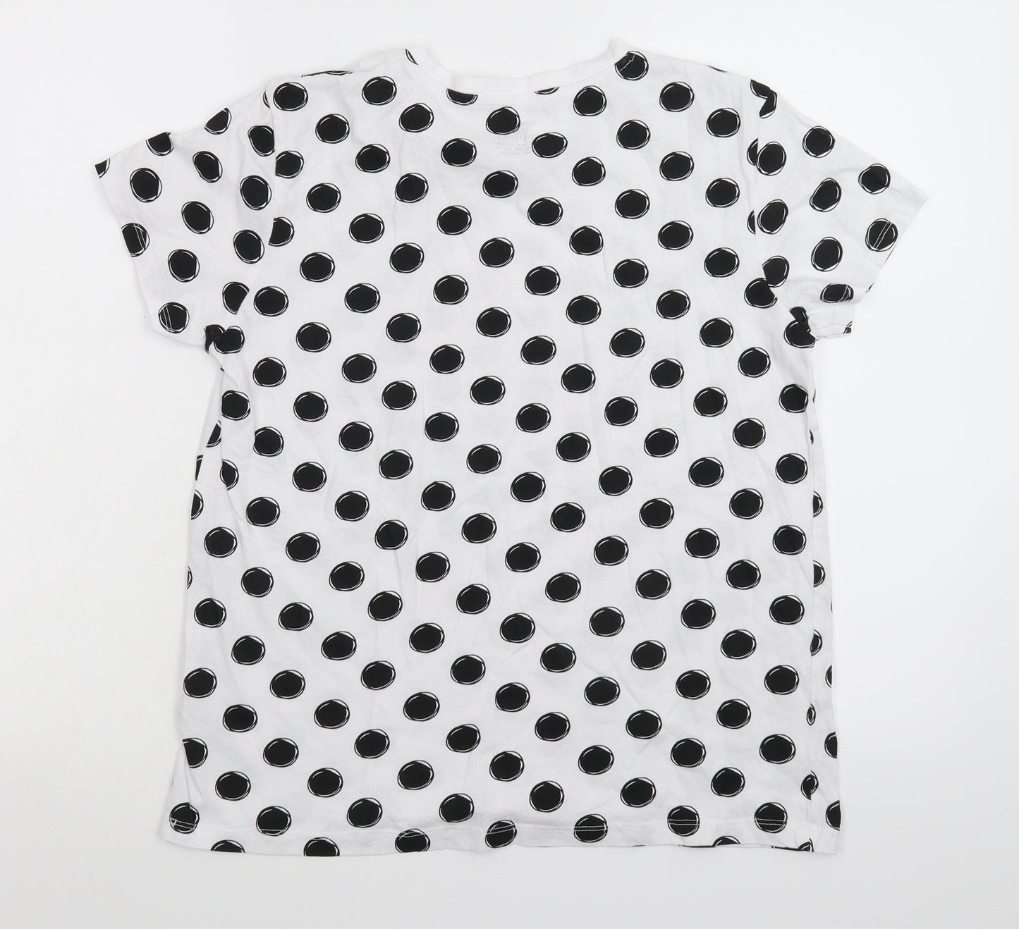 Primark Womens White Polka Dot  Basic T-Shirt Size 12