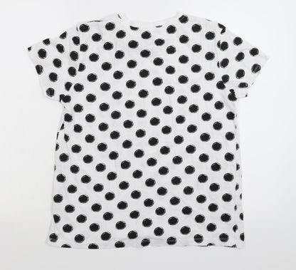 Primark Womens White Polka Dot  Basic T-Shirt Size 12