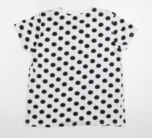 Primark Womens White Polka Dot  Basic T-Shirt Size 12
