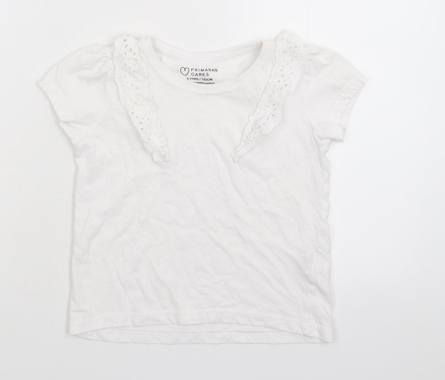 Primark Girls White   Basic T-Shirt Size 6-7 Years