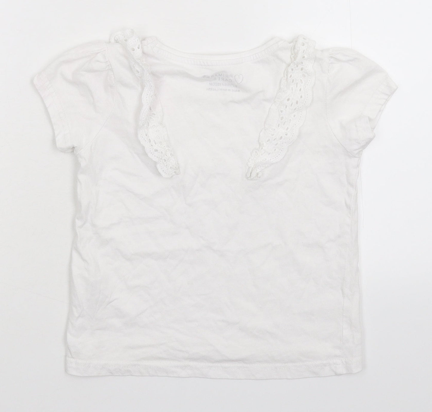 Primark Girls White   Basic T-Shirt Size 6-7 Years