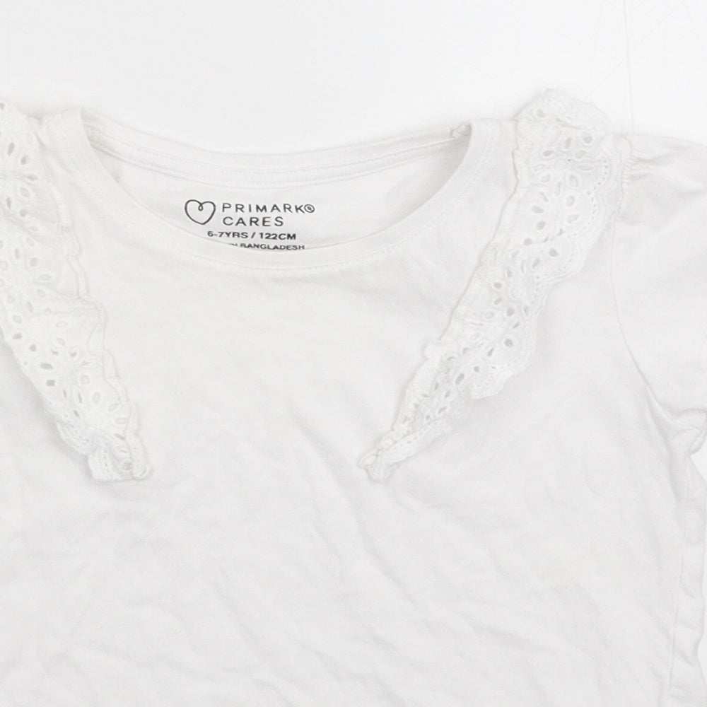 Primark Girls White   Basic T-Shirt Size 6-7 Years