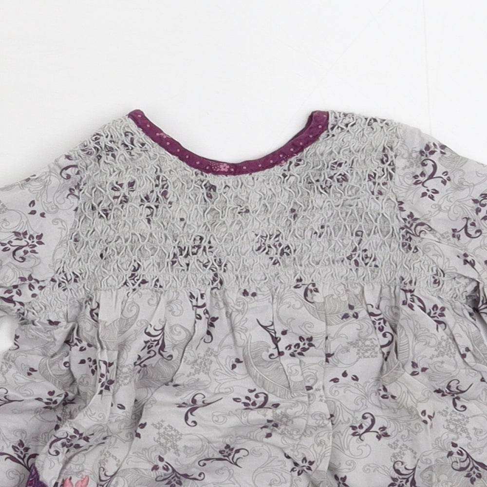 mamas & papas Girls Grey Floral  Shirt Dress  Size 3-6 Months