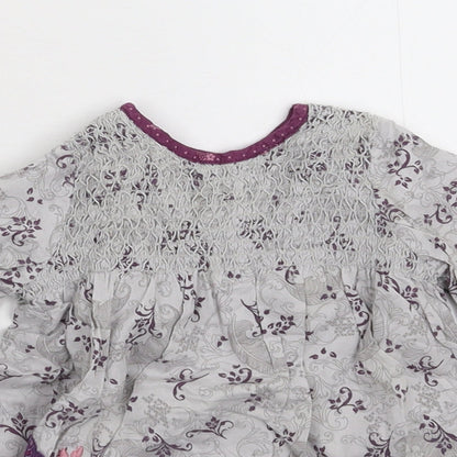 mamas & papas Girls Grey Floral  Shirt Dress  Size 3-6 Months