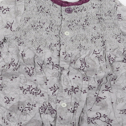 mamas & papas Girls Grey Floral  Shirt Dress  Size 3-6 Months