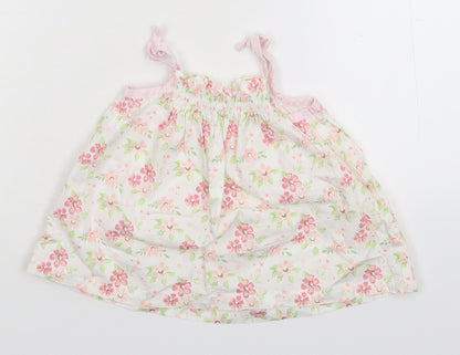 Mini Club Girls White Floral  Tank Dress  Size 3-6 Months