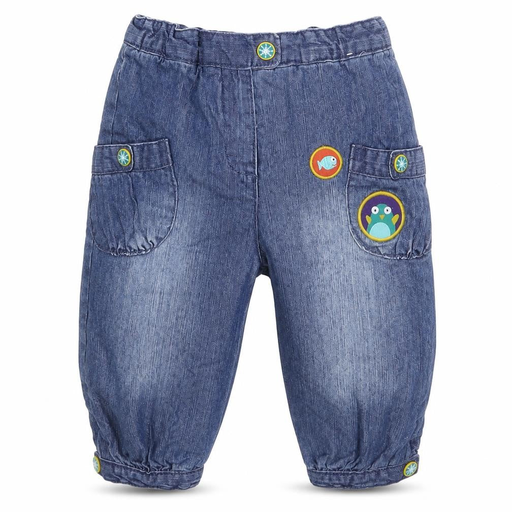 Front view of DP... am Baby Blue Denim Capri Jeans, size 12, Months