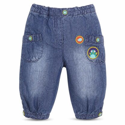 Front view of DP... am Baby Blue Denim Capri Jeans, size 12, Months