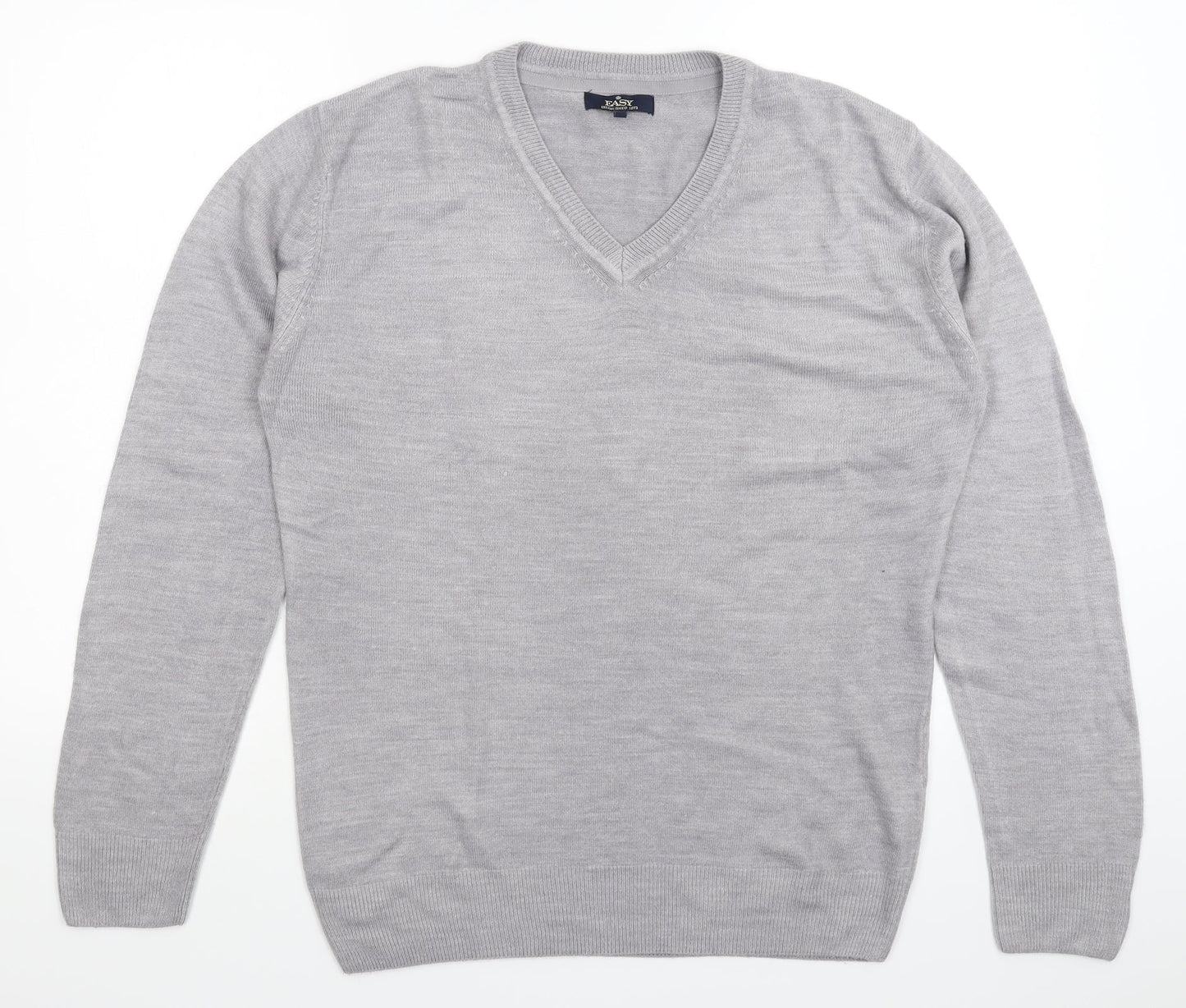 Easy Mens Grey  Knit Pullover Jumper Size M