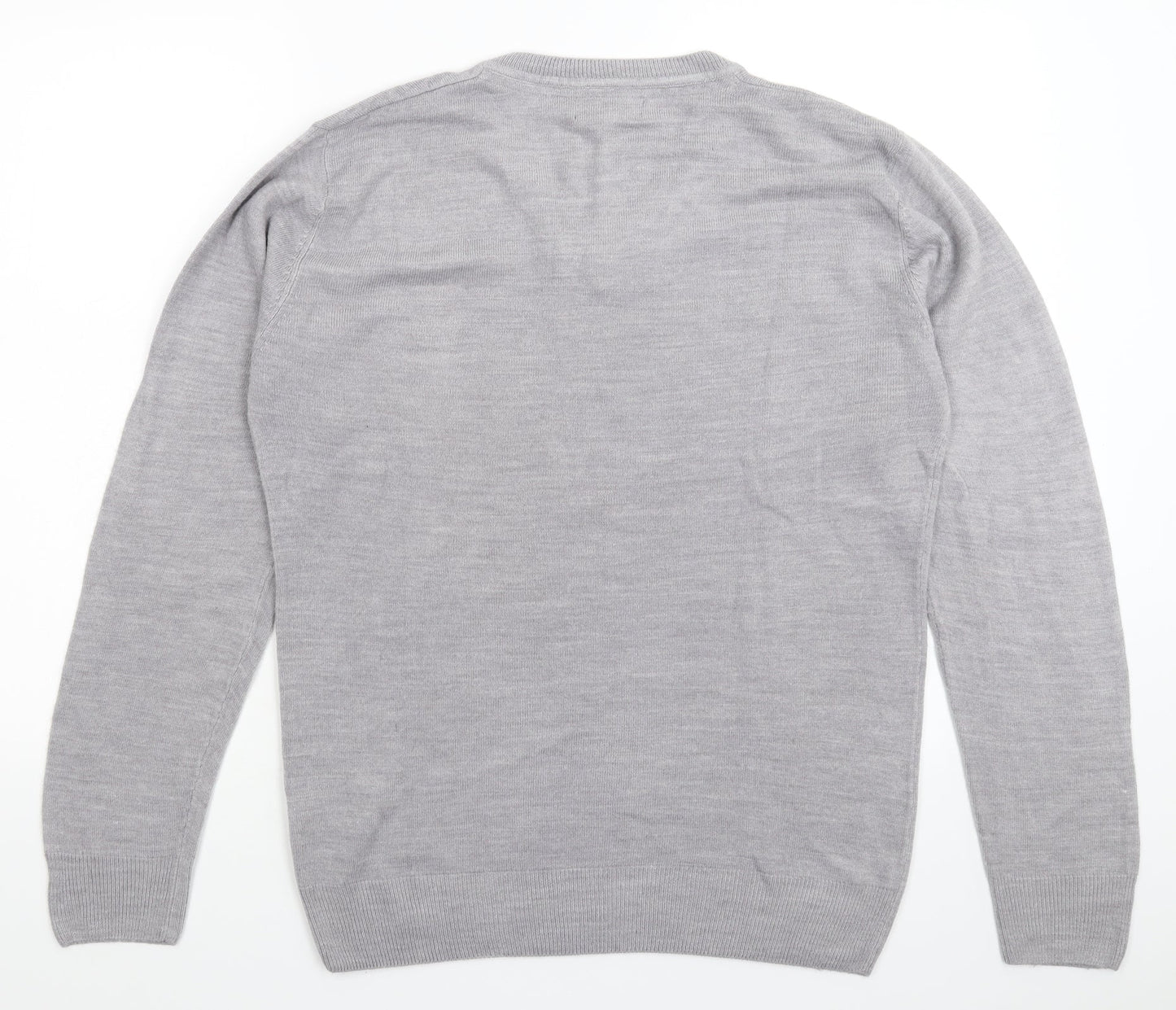 Easy Mens Grey  Knit Pullover Jumper Size M