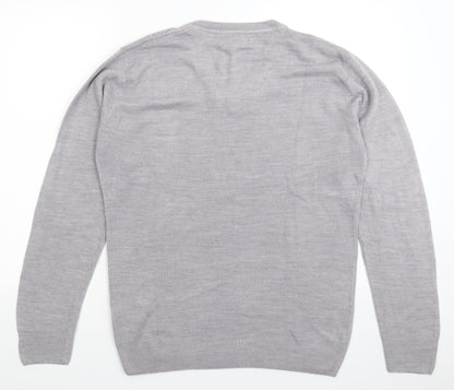 Easy Mens Grey  Knit Pullover Jumper Size M