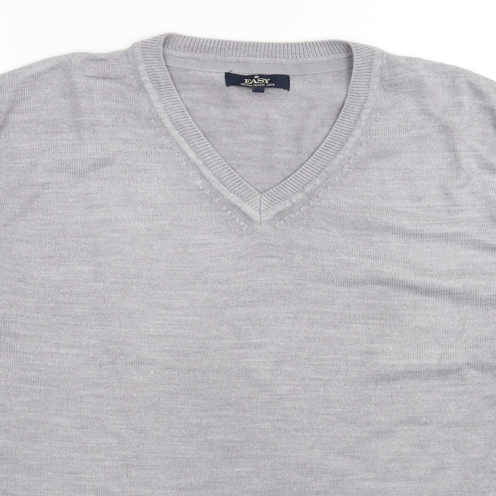 Easy Mens Grey  Knit Pullover Jumper Size M